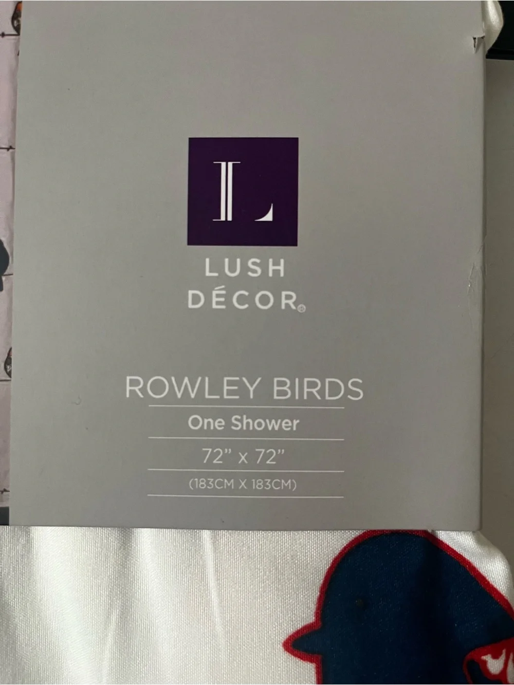 Lush Décor Rowley Birds White Shower Curtain with Blue & Red Accents